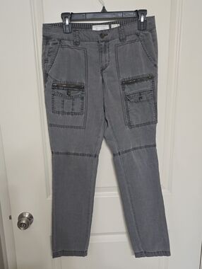 Anthro Gray Straight-Leg Utility Jeans with Front Patch Pockets